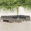 vidaXL Set Divani da Giardino 10 pz con Cuscini in Polyrattan Grigio