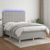vidaXL Letto a Molle Materasso e LED Grigio Chiaro 140x200 cm Tessuto