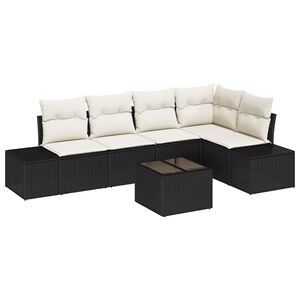 vidaXL Set Divano da Giardino Marrone e Crema polyrattan