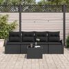 vidaXL Set Divano da Giardino 5 pcs Nero Polyrattan, Acciaio e Vetro