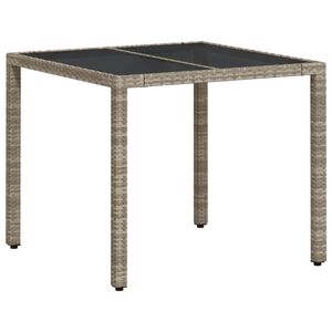 vidaXL Tavolo Giardino Piano Vetro Grigio Chiaro 90x90x75cm Polyrattan