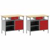 vidaXL Set banco da lavoro 2 pcs Rosso 200 x 55 x 85 cm Acciaio