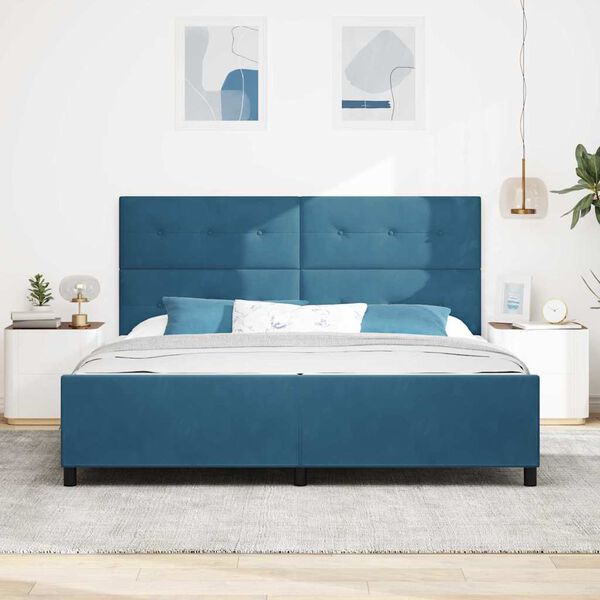 vidaXL Letto a molle con testiera Blu Scuro 200 x 200 cm Velluto