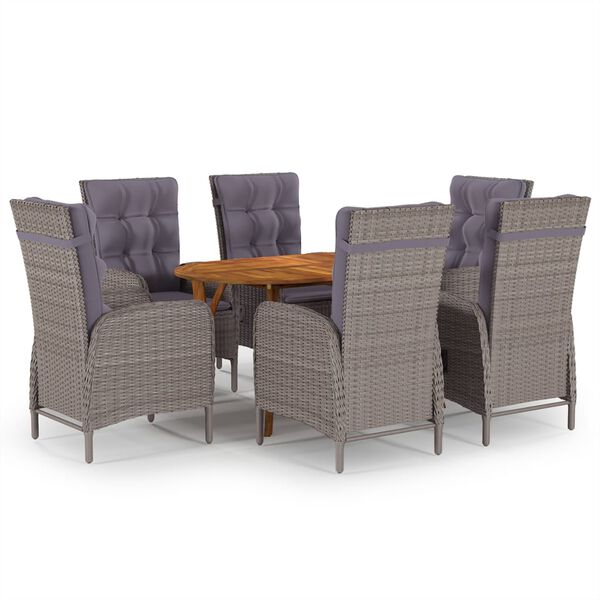 vidaXL Set da Pranzo da Giardino 7 pz Grigio