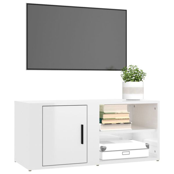 vidaXL Mobili TV 2 pz Bianco Lucido 80x31,5x36cm in Legno Multistrato