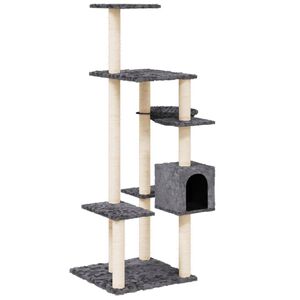 vidaXL Albero per Gatti con Tiragraffi in Sisal Grigio Scuro 142 cm