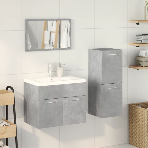 vidaXL Set Mobili da Bagno 4 pz Grigio Cemento in Legno Multistrato