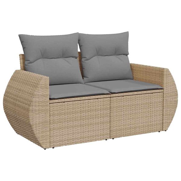 vidaXL Set Divano da Giardino 8 pz con Cuscini Beige Polyrattan Acacia