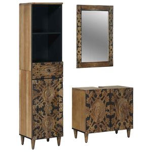 vidaXL Set di mobili per il bagno 3 pz Marrone 62 x 33 x 58 cm