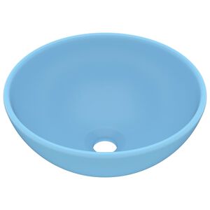 vidaXL Lavandino Lusso Rotondo Azzurro Opaco 32,5x14 cm in Ceramica
