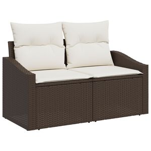 vidaXL Set di divani con cuscino 7 pcs Marrone e Crema polyrattan