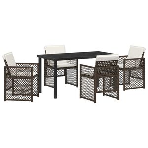vidaXL Set da Pranzo per Giardino 5 pcs Marrone polyrattan
