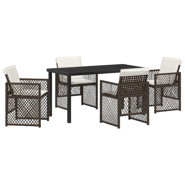 vidaXL Set da Pranzo per Giardino 5 pcs Marrone polyrattan