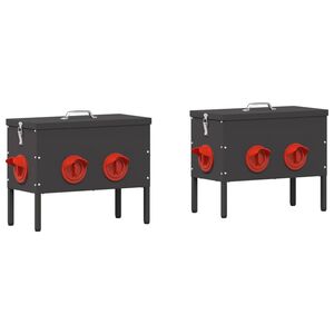 vidaXL Feeder per pollo 2 Nero 41,5 x 20,5 x 33 cm 15 kg