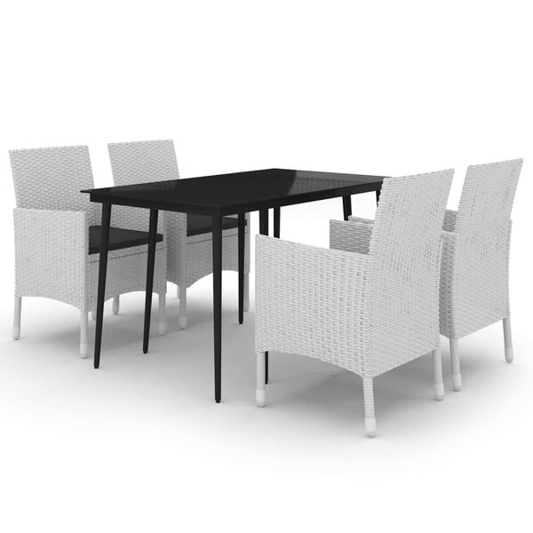 vidaXL Set da Pranzo per Giardino 5 pz con Cuscini Polyrattan e Vetro