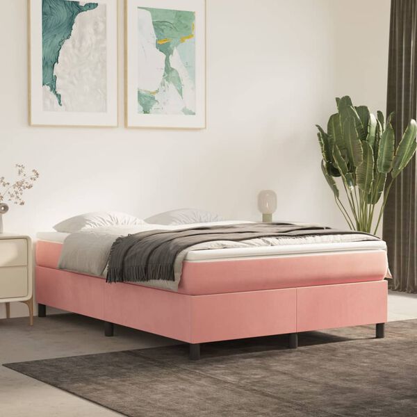 vidaXL Struttura Letto a Rete a Molle Rosa 140x200 cm in Velluto