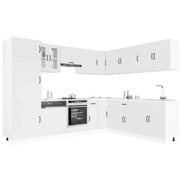 vidaXL Set Mobili da Cucina 14 pz Lucca Bianchi Legno Multistrato