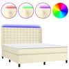 vidaXL Giroletto a Molle con Materasso e LED Crema 160x200 cm
