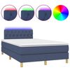 vidaXL Letto a Molle con Materasso e LED Blu 120x190 cm in Tessuto