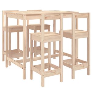 vidaXL Set Bar da Giardino 5 pz in Legno Massello di Pino