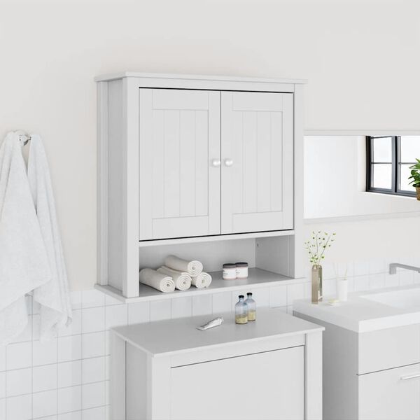 vidaXL Mobile Bagno a Muro BERG Bianco 69,5x27x71,5cm Legno Massello