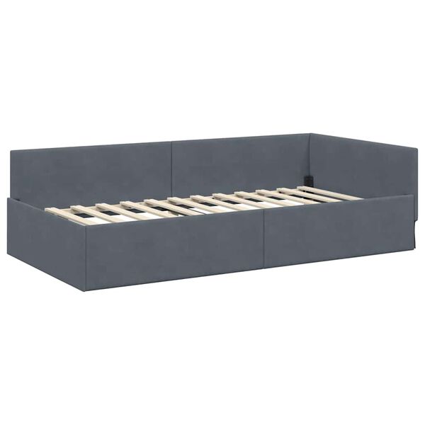 vidaXL Cornice del letto ad angolo Grigio scuro 100 cm x 200 cm