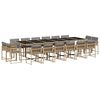 vidaXL Set Pranzo da Giardino 17 pz con Cuscini Beige Misto Polyrattan