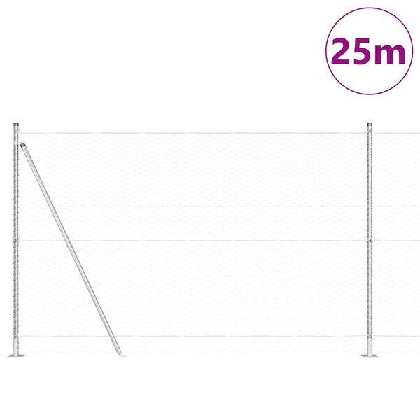 vidaXL Palo della recinzione Argento 25 x 1,5 m (rete 36 mm) Acciaio