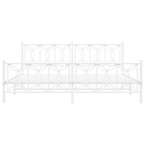 vidaXL Giroletto con Testiera e Pediera Metallo Bianco 200x200 cm