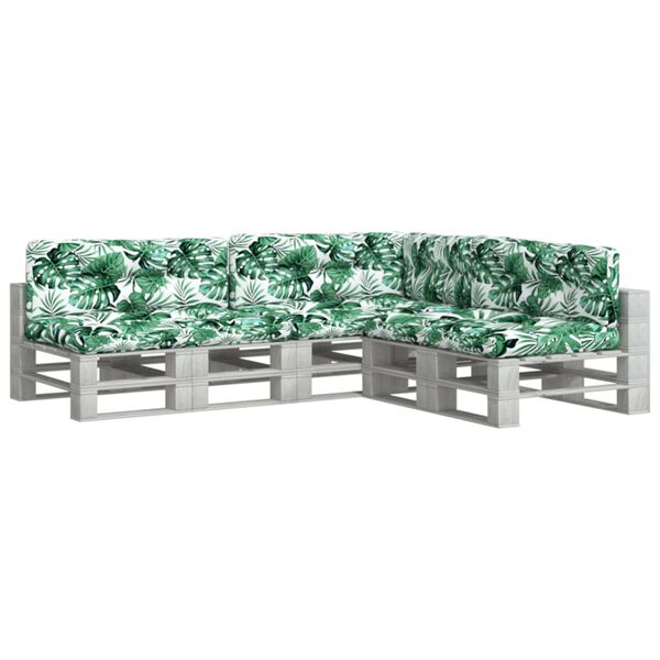 vidaXL Cuscini per Pallet 7 pz Motivo a Foglie Tessuto