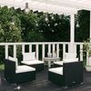 vidaXL Set Divani da Giardino 4 pz con Cuscini in Polyrattan Nero