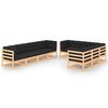 vidaXL Set Salotto Giardino 9 pz Cuscini Antracite Legno Massello Pino