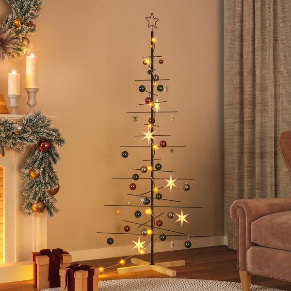 vidaXL Albero di Natale in Metallo con Base in Legno Nero 180 cm