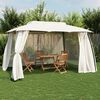 vidaXL Gazebo con Tetto Doppio e Pareti Rete Crema 3,93x2,93 m Acciaio