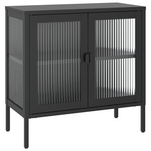 vidaXL Credenza Nera 70x35x70 cm Vetro e Acciaio