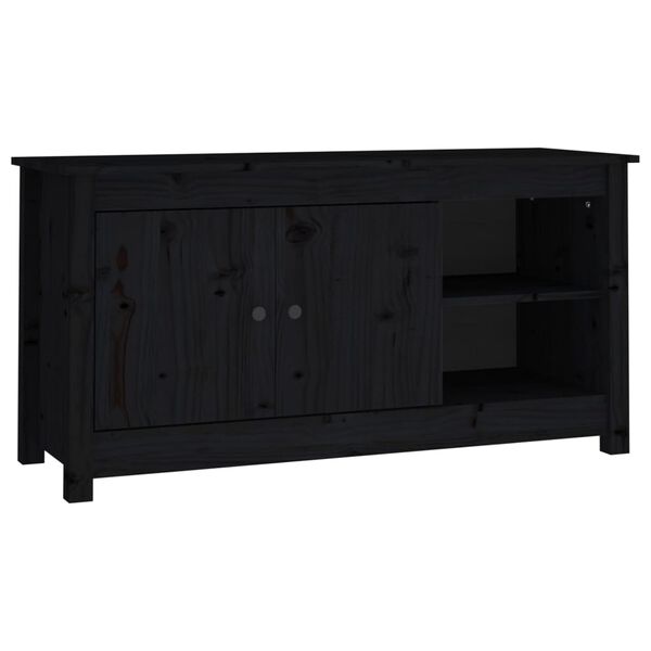 vidaXL Mobile Porta TV Nero 103x36,5x52 cm in Legno Massello di Pino