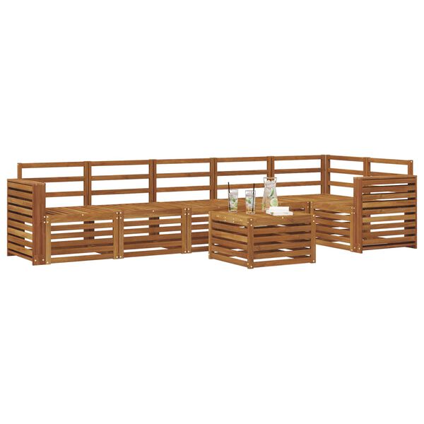 vidaXL Set divano sezionale 7 pcs Naturale Legno di Acacia Massello