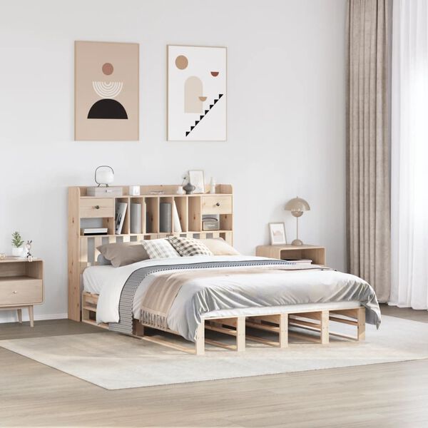 vidaXL Letto Libreria senza Materasso 140x190 cm in Legno di Pino