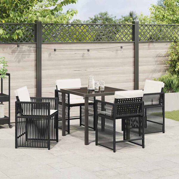 vidaXL Set da Pranzo per Giardino 5 pcs Nero polyrattan