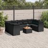 vidaXL Set Divani da Giardino 10pz con Cuscini in Polyrattan Nero