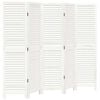 vidaXL Divisorio Ambienti 5Pannelli Bianco Legno Massello di Paulownia