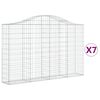 vidaXL Cesti Gabbioni ad Arco 7 pz 200x30x120/140 cm Ferro Zincato