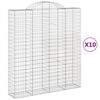 vidaXL Cesti Gabbioni ad Arco 10 pz 200x50x220/240 cm Ferro Zincato