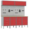vidaXL Set di mobili da lavoro con cassetto con blocco 10 pz Rosso