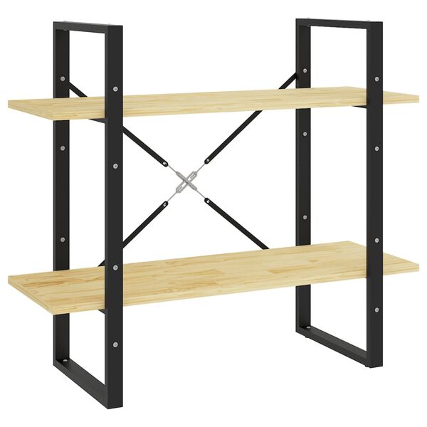 vidaXL Libreria a 2 Ripiani 80x30x70 cm in Legno Massello di Pino