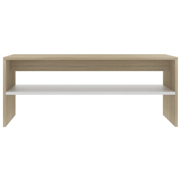 vidaXL Tavolino Bianco e Rovere Sonoma 100x40x40 cm Legno Multistrato