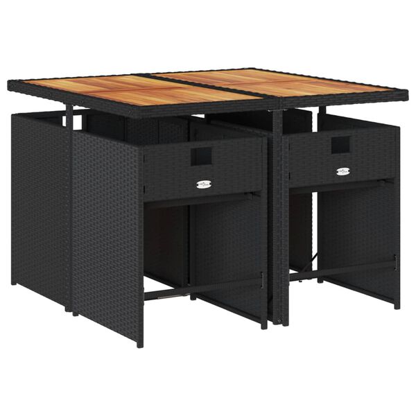 vidaXL Set da Pranzo da Giardino 5 pz Nero con Cuscini in Polyrattan