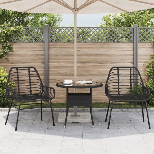 vidaXL Sedie da Giardino Set 2 pz Polyrattan Nero