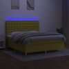 vidaXL Letto a Molle con Materasso e LED Verde 160x200 cm in Tessuto