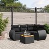 vidaXL Set Divani da Giardino 5 pz con Cuscini in Polyrattan Nero